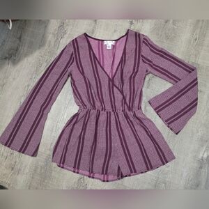 Band of gypsies burgundy bell sleeve, V Neck romper Boho, Bohemian, Festival M.